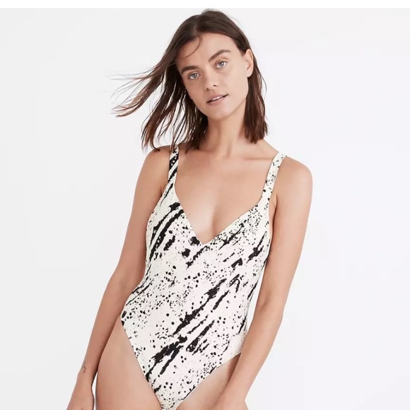 *NEW* MADEWELL SECOND WAVE MAILLOT SPECKLED TIGER ONE PIECE SWIMSUIT XL - Picture 2 of 11